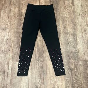 LEGEND | Side pocket black/pink ombre stars yoga pants/tights/leggings